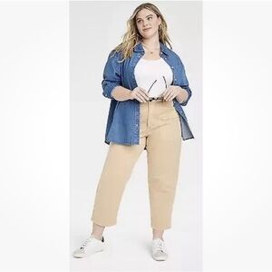 Women's High-Rise Barrel Leg Tan Pants Size 8